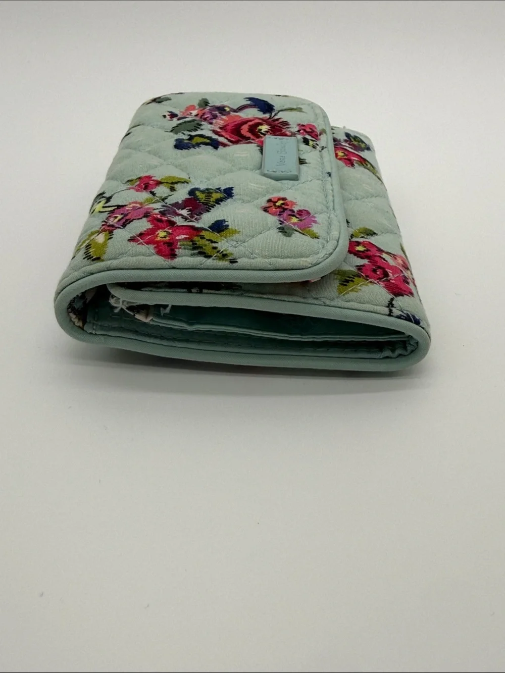 Vera Bradley Quilted Floral Trifold Wallet in Mint Green - Picture 8 of 9